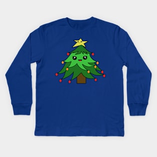 Cute Christmas Tree Lady Kids Long Sleeve T-Shirt